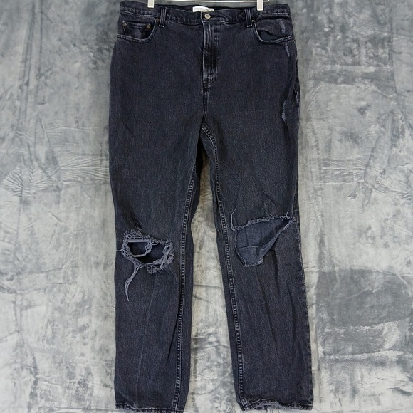 Abercrombie & Fitch Denim - Abercrombie & Fitch Jeans Womens 16 Black 90s Straight Ultra High Rise Ripped